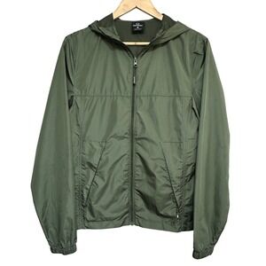 SCOTTeVEST Tec Hooded Windbreaker Jacket Mens S Olive Green Zip Up Golf Travel